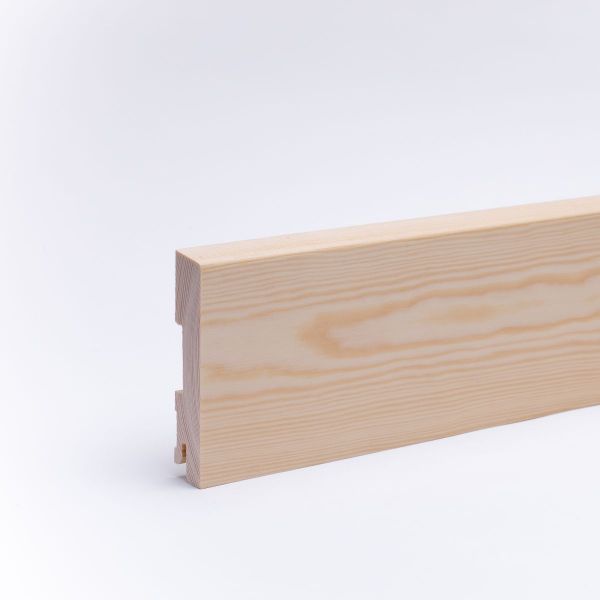 Plinthe en bois véritable avec à bord biseauté 100 mm pin huilé