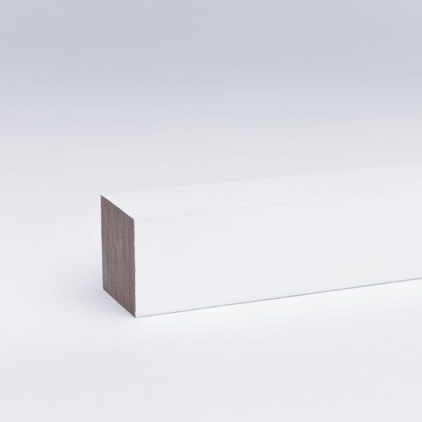 Massivholz Sockelleiste / Vierkantleiste 20 x 20 mm Buche Weiß lackiert RAL9016
