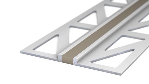 Profilé aluminium pour joint de dilatation - joint silicone - pour revêtement 2,5mm - Gris-Beige 3m