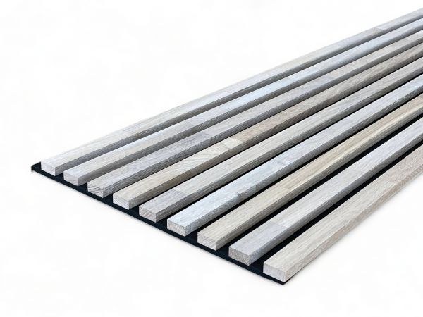 Paneles acústicos de madera maciza 2600 x 400 mm roble natural - Blanco claro