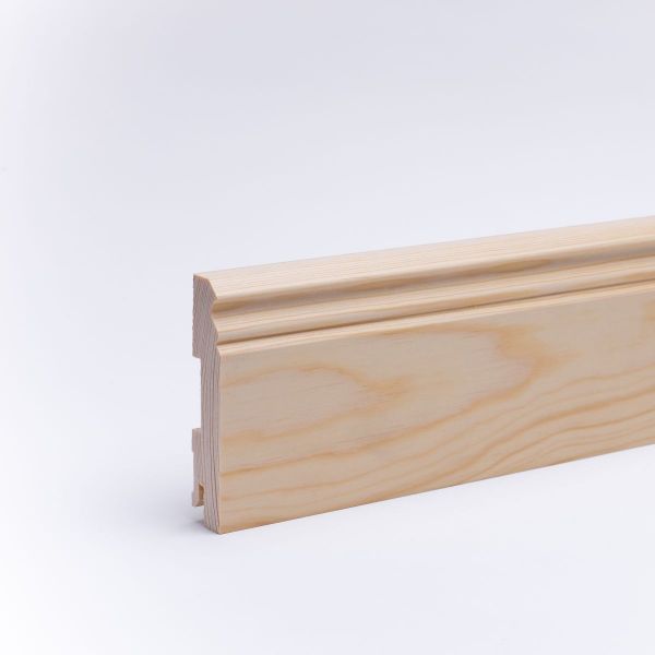 Battiscopa in legno massello con profilo Berlin pino grezzo 80mm