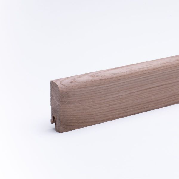 Rodapié de madera maciza redondeado 60 mm, roble crudo