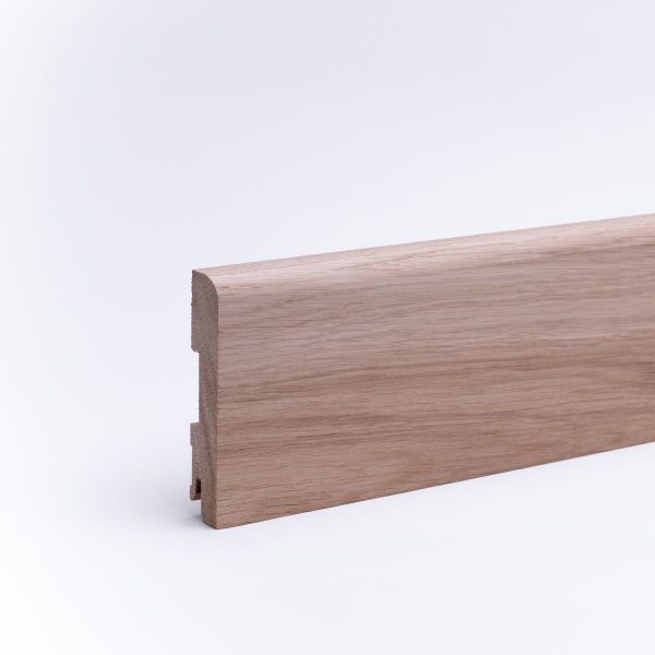 Plinthe en bois véritable avec arrondi bord avant 120mm chêne naturel