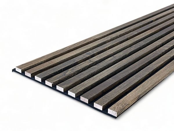 Paneles acústicos de madera maciza 2600 x 400 mm roble natural - wengé aceite