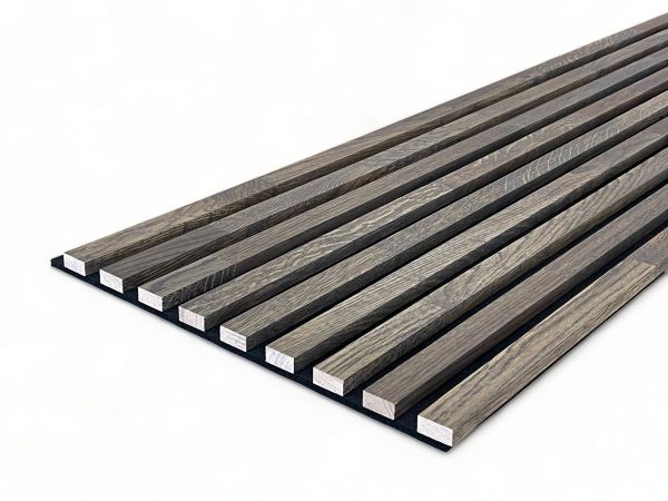 Panneaux acoustiques en bois massif 2600 x 400 mm chêne naturel - Smoky