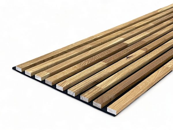 Muestra de paneles acústicos de madera maciza de pino - aceitado