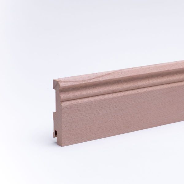 Battiscopa in legno massello con profilo Berlin faggio grezzo 80mm