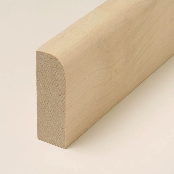 Plinthe en bois véritable avec arrondi bord avant 120 mm érable naturel