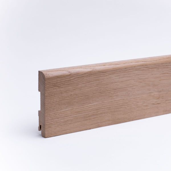 Rodapié de madera maciza redondeado 100 mm, roble lacado