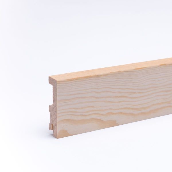 Plinthe en bois véritable avec à bord biseauté 80mm pin naturel