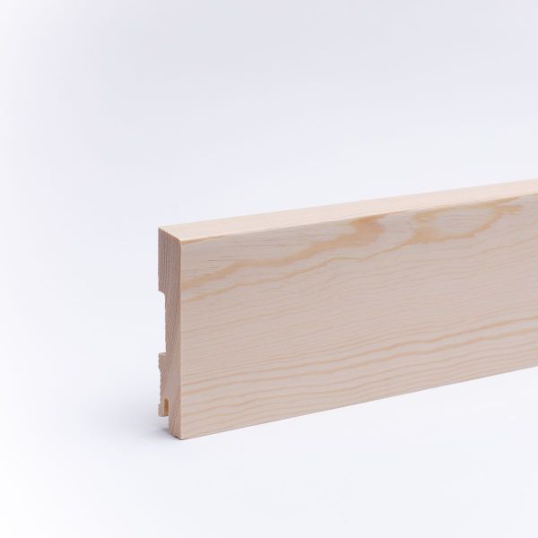 Battiscopa in legno massello con bordo anteriore bisellato pino verniciato 100 mm