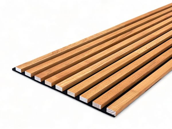 Muestras de paneles acústicos de madera maciza de pino - Rojo Azafrán