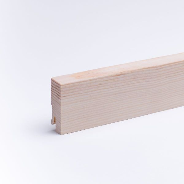 Battiscopa in legno massello con bordo anteriore bisellato pino grezzo 60 mm