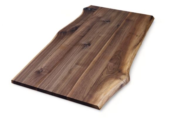 Rodaja de árbol, madera maciza de nogal de 25 mm con borde de árbol - listones continuos