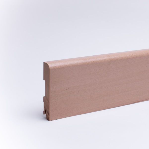 solid wood skirting 120mm with rounded front edge varnished beech