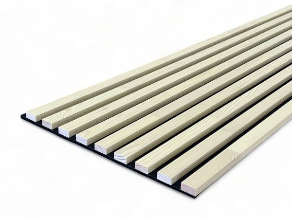 Paneles acústicos de madera maciza de pino de 2600 x 400 mm - Arenisca