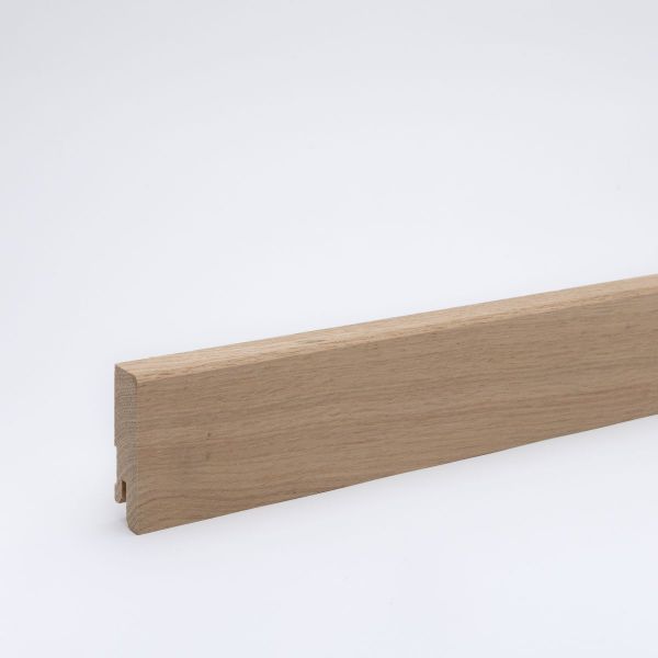 Massivholz-Sockelleiste 60mm gefaste Vorderkante - Eiche roh
