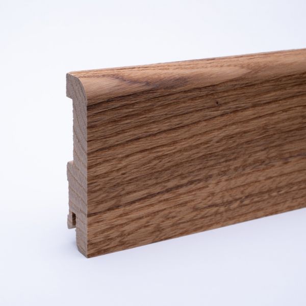 Rodapié de madera maciza redondeado 80 mm, roble aceitado