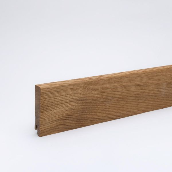 Battiscopa in legno massello 80x16mm bordo d&#039;attacco smussato - rovere oliato