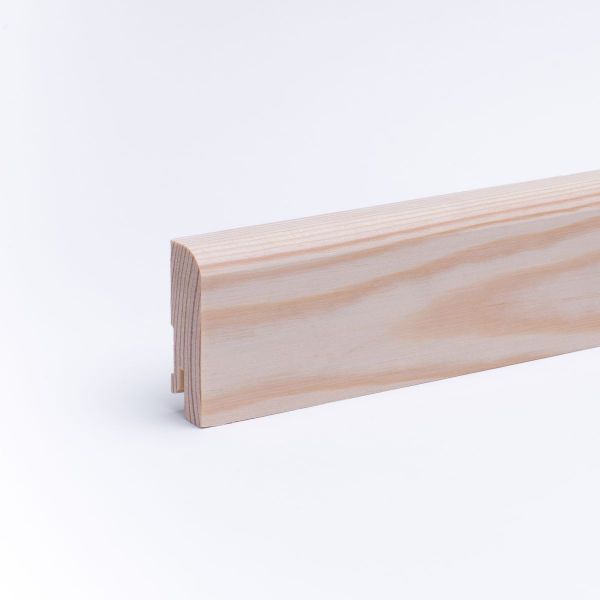 Massivholz-Sockelleiste 60mm abgerundet - Kiefer roh
