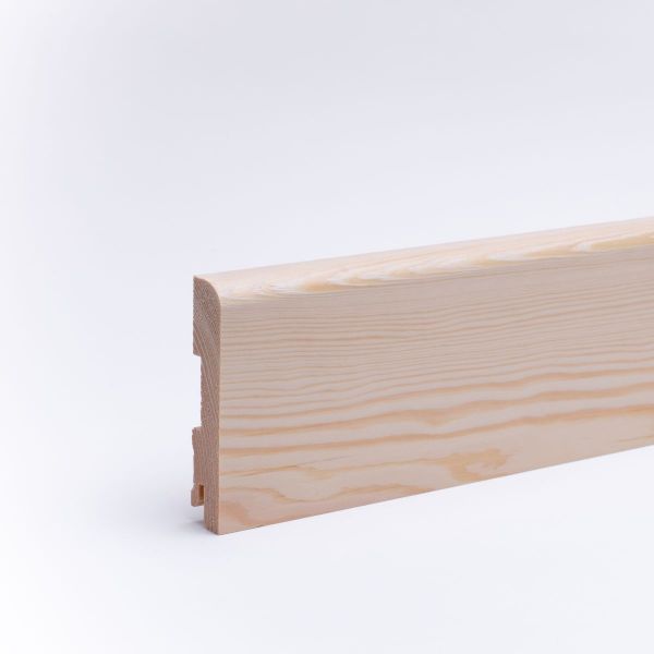 Plinthe en bois véritable avec arrondi bord avant 120mm pin laqué
