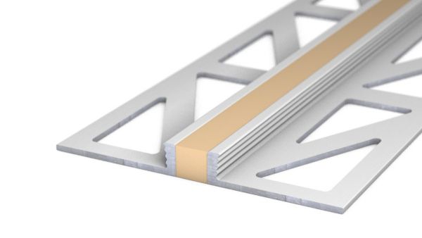 Joint de dilatation en aluminium - joint silicone - pour revêtement 4,5mm - Beige 3m