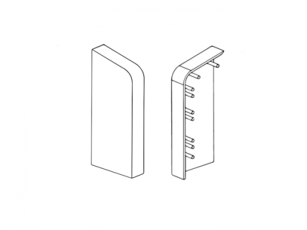 Estremità sinistra per copertura tubo riscaldamento plastica 45 x 110 mm bianco