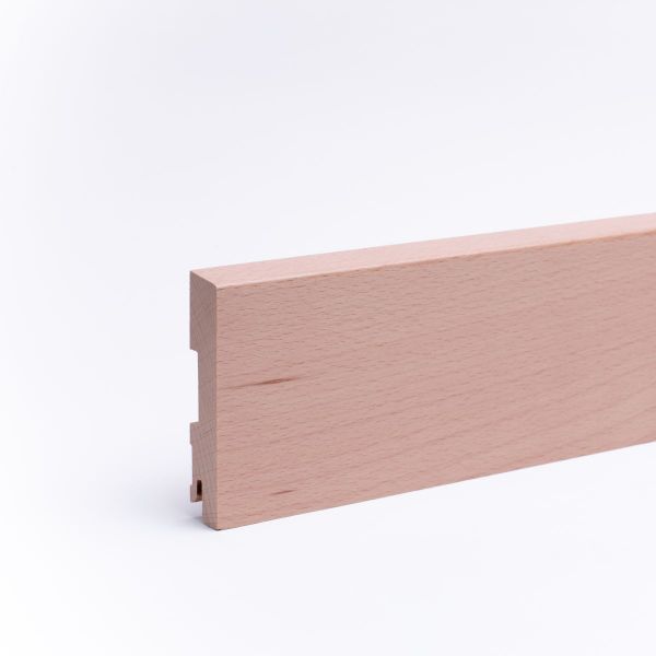 solid wood skirting 120mm with chamfered front edge varnished beech