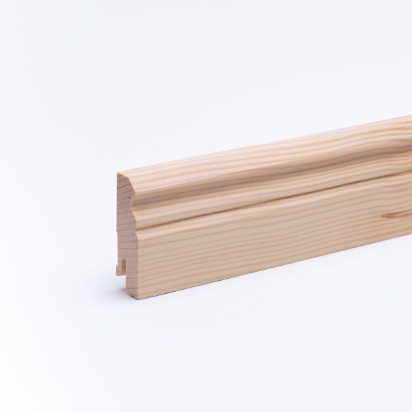 Rodapié de madera maciza perfil Berlin 60 mm, pino lacado