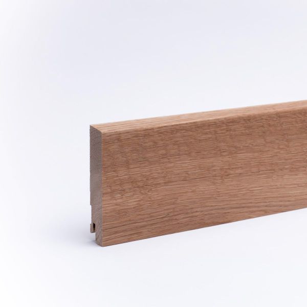 Massivholz-Sockelleiste 120x16mm abgeschrägt - Eiche geölt