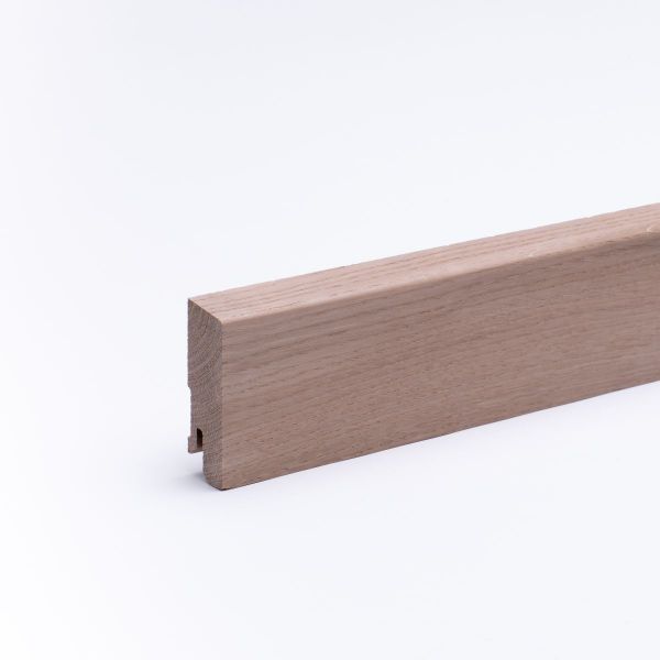 Battiscopa in legno massello con bordo anteriore bisellato rovere grezzo 60 mm
