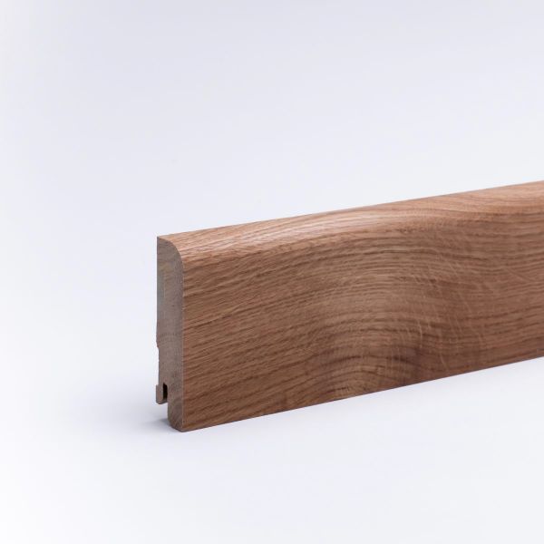 Zócalo de madera maciza 80x16mm redondeado - roble aceitado