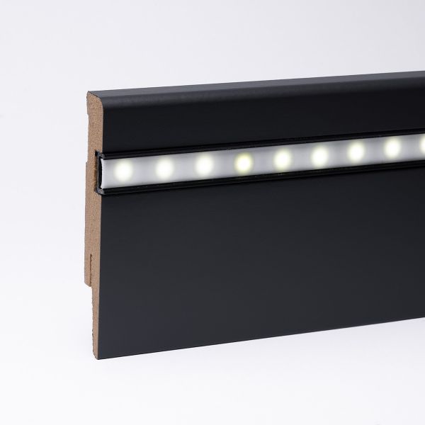 LED-Sockelleiste - Weimarer Profil 100mm MDF - Grau/Anthrazit