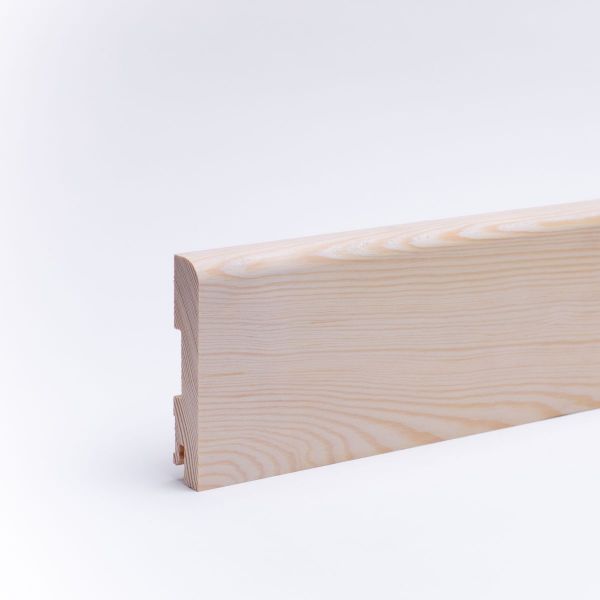 Plinthe en bois véritable avec arrondi bord avant 120mm pin naturel