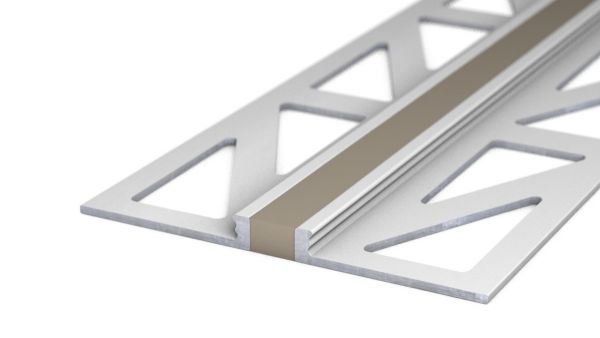 Profilé aluminium pour joint de dilatation - joint silicone - pour revêtement 3mm - Gris-Beige 3m