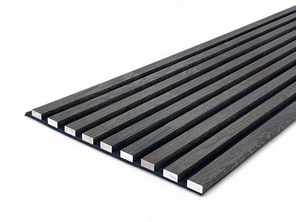 Paneles acústicos de madera maciza 2600 x 400 mm roble natural - Midnight Black