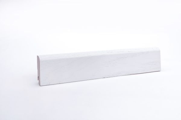 Massivholz-Sockelleiste 40mm mit abgerundeter Vorderkante - Eiche weiß lackiert