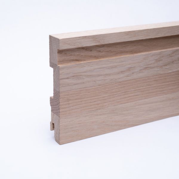 Massivholz-Sockelleiste Stab Design 65 mm - Eiche roh