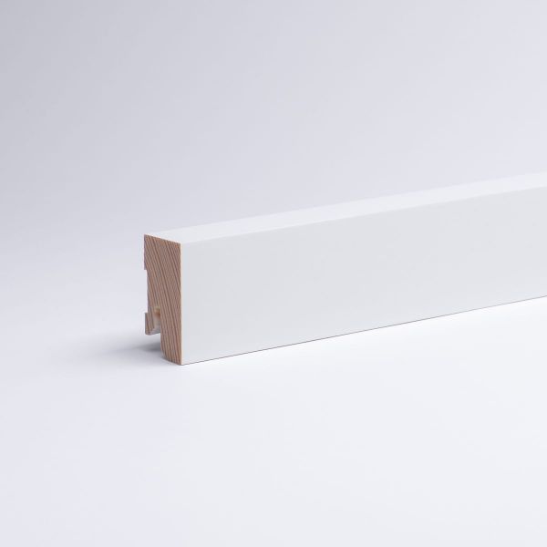 Vierkant Massivholz-Sockelleisten 40mm - Weiß RAL 9010