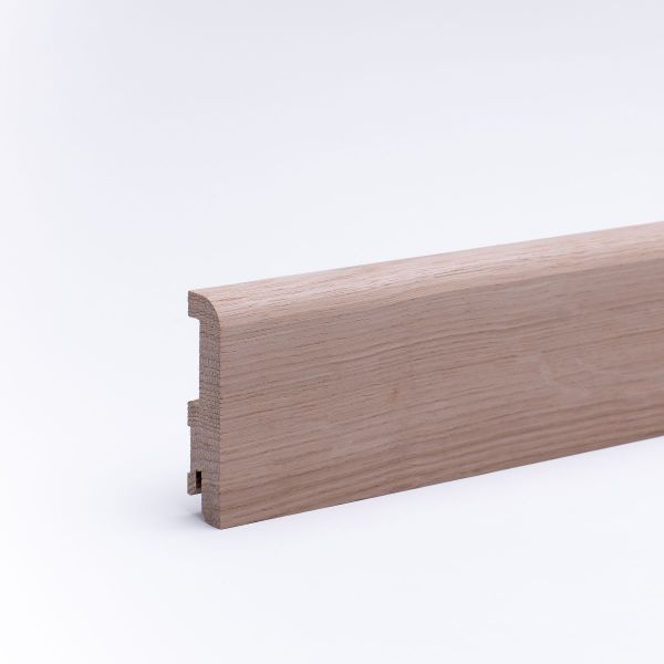 Plinthe en bois véritable avec arrondi bord avant 80mm chêne naturel