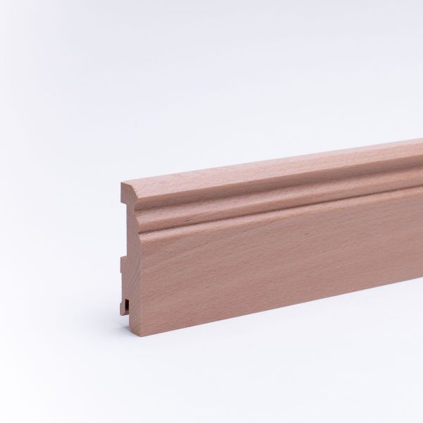 Battiscopa in legno massello con profilo Berlin faggio verniciato 80mm