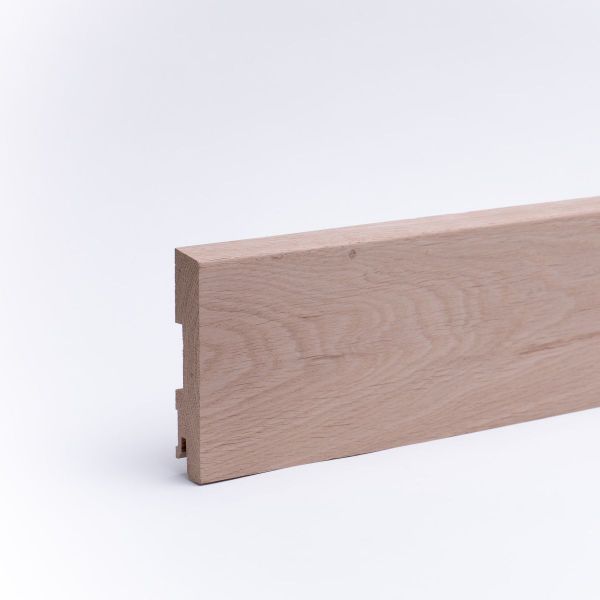 Battiscopa in legno massello con bordo anteriore bisellato rovere grezzo 100 mm