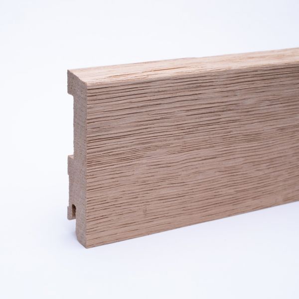 Rodapié de madera maciza borde delantero biselado 80 mm, roble crudo