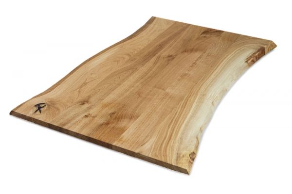 Rebanada de árbol, tablilla de roble 40mm madera maciza con borde de árbol - tablilla continua