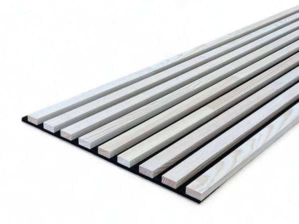 Massivholz Akustikpaneele 2600 x 400 mm Kiefer - Polar White