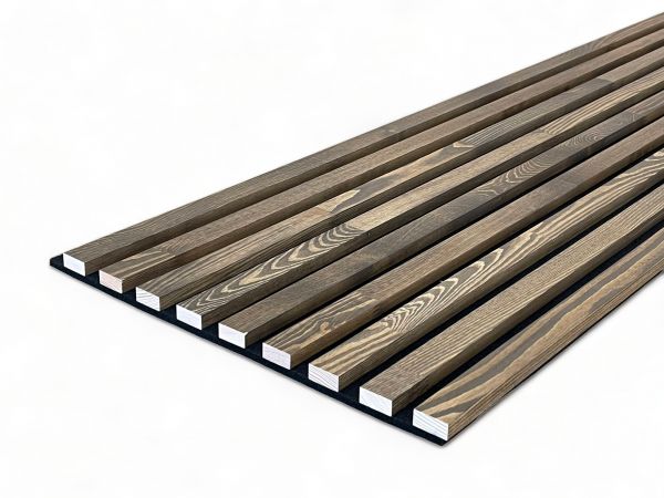 Paneles acústicos de madera maciza de pino 2600 x 400 mm - Marrón Café