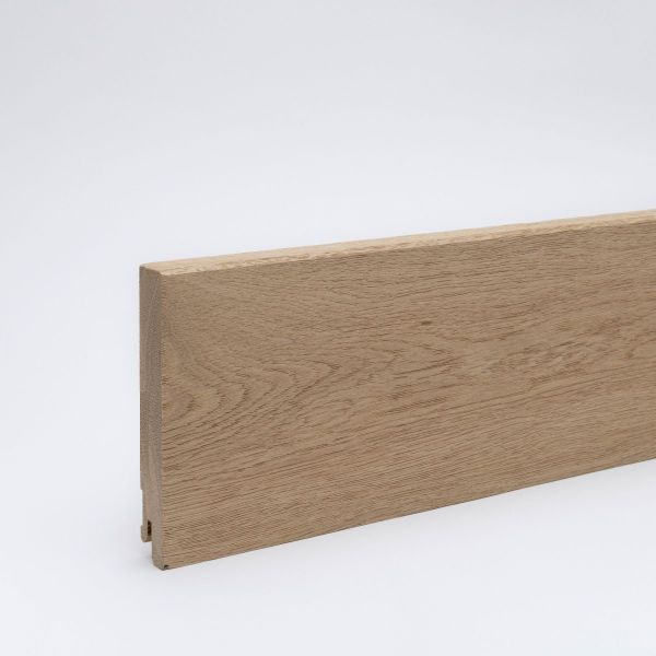 Battiscopa in legno massello 120x16mm bordo d&#039;attacco smussato - rovere grezzo