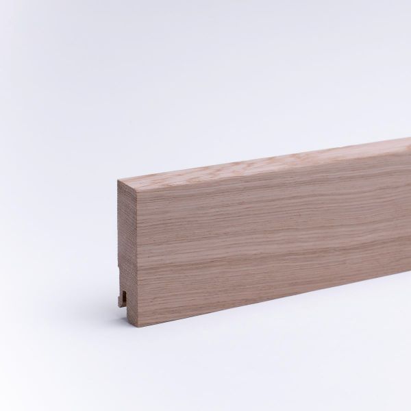Zócalo de madera maciza 80x16mm borde frontal biselado - roble crudo