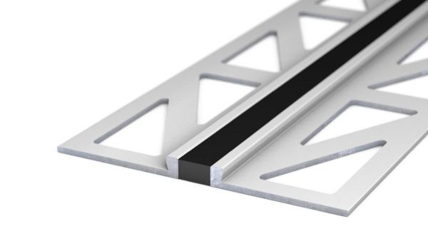 Perfil de junta de dilatación de aluminio - junta de silicona - para revestimientos de 2,5 mm - Negr