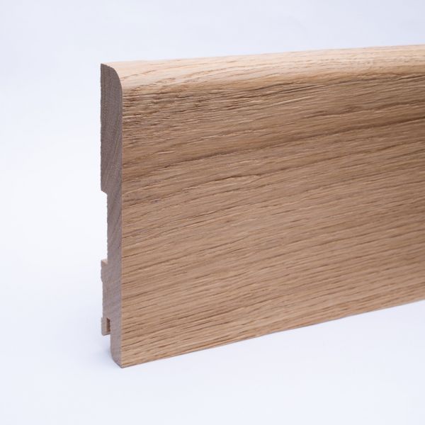 Plinthe en bois véritable avec arrondi bord avant 120mm chêne laqué